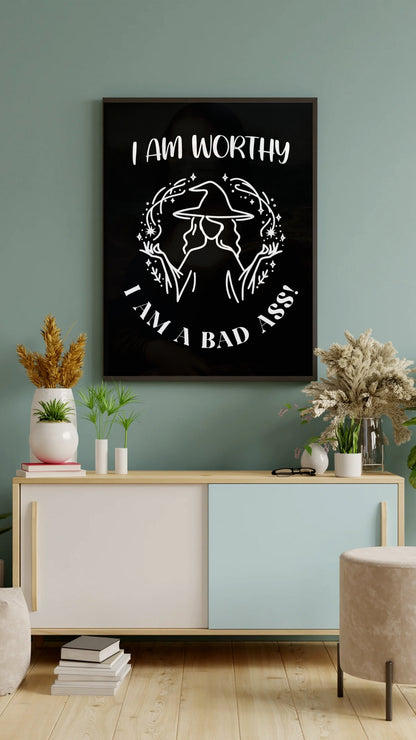 I am Worthy - Gothic Positive Affirmation Framed Matte Canvas Print