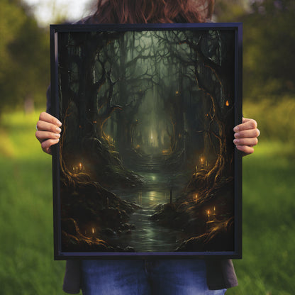 Golden River - Framed Matte Canvas Wall Art