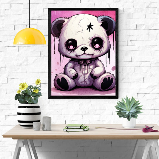 Hauntingly Sweet Teddy - Gothic Framed Matte Canvas Print
