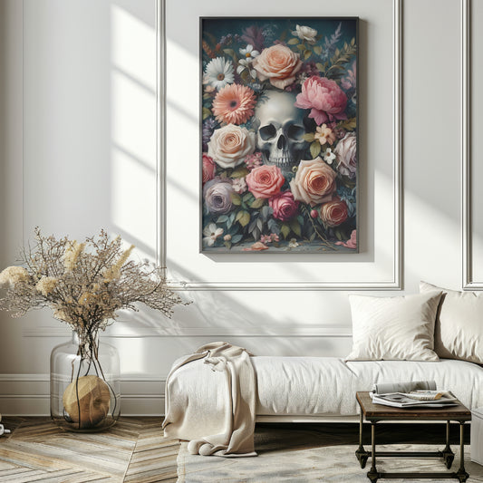 Bones & Blooms - Framed Matte Canvas Print