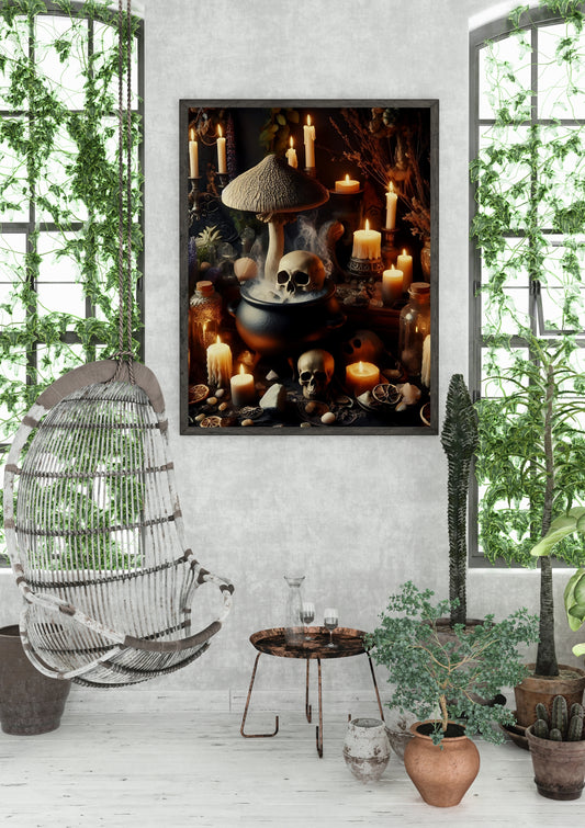 Witches Cauldron - Gothic Framed Matte Canvas Print