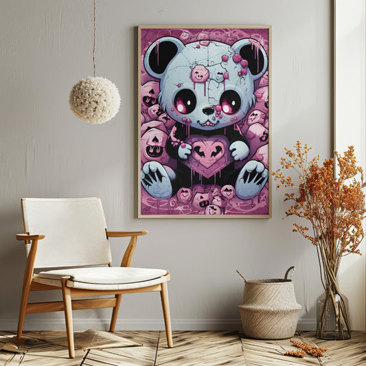 Shattered Love Teddy - Framed Matte Canvas Print
