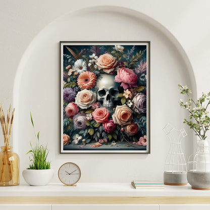 Bones & Blooms - Framed Matte Canvas Print