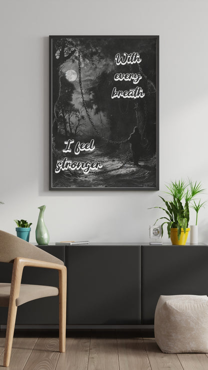 With Every Breath - Gothic Positive Affirmation Framed Matte Canvas Print