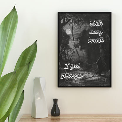 With Every Breath - Gothic Positive Affirmation Framed Matte Canvas Print