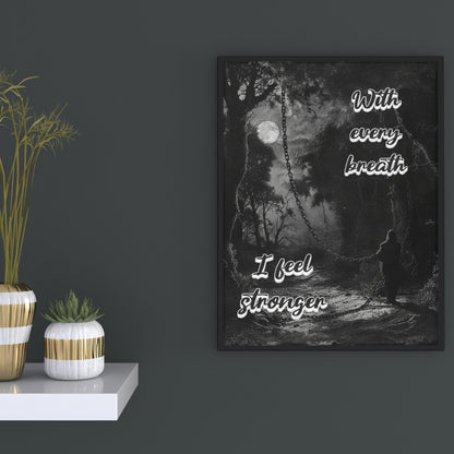 With Every Breath - Gothic Positive Affirmation Framed Matte Canvas Print