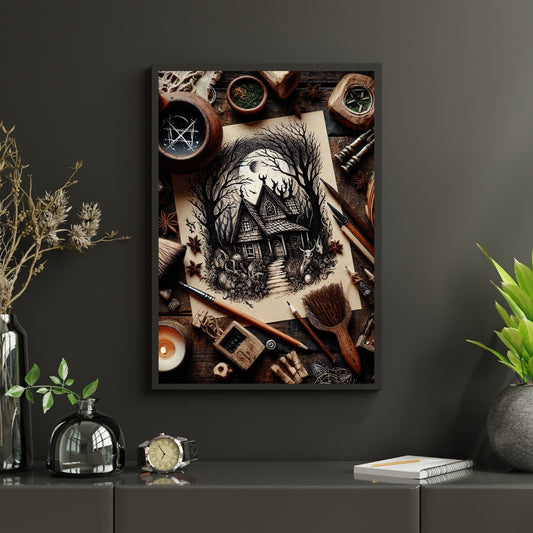Wiccan Enchanted Forest - Framed Matte Canvas Print
