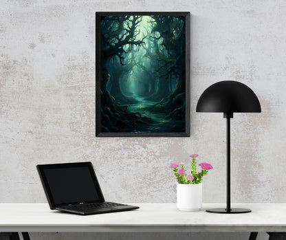 Wicked Blue Forest - Framed Matte Canvas Print