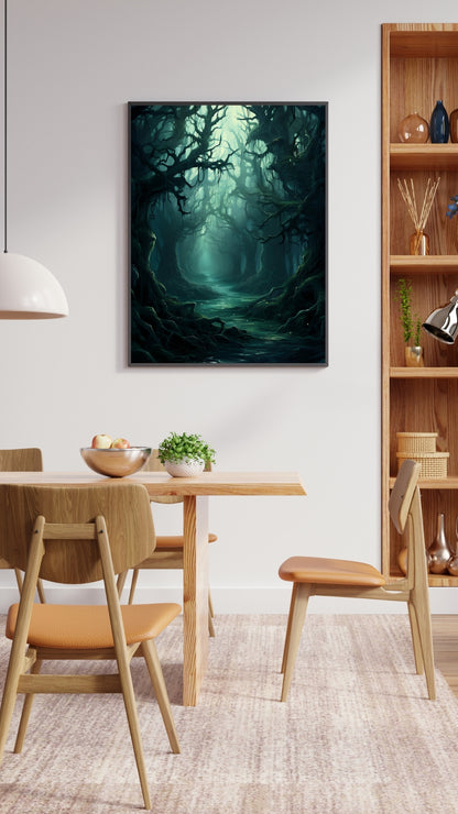 Wicked Blue Forest - Framed Matte Canvas Print