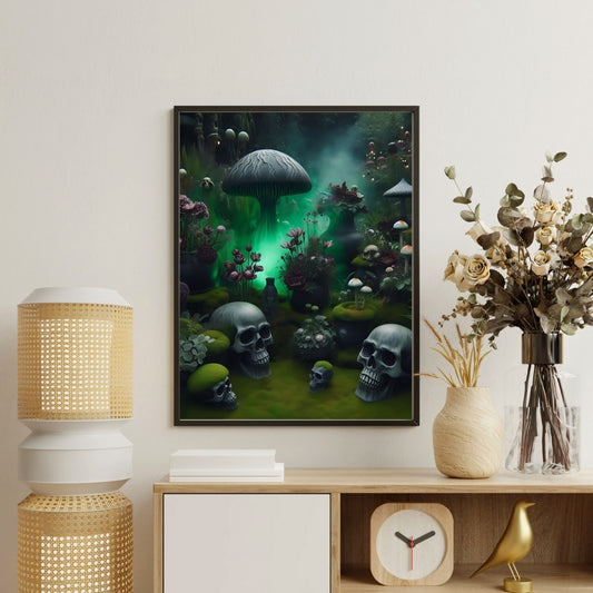 Magical Mushrooms - Gothic Framed Matte Canvas Print