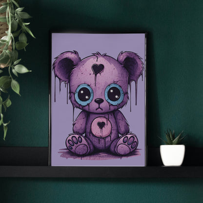 Melancholy Teddy - Framed Matte Canvas Print