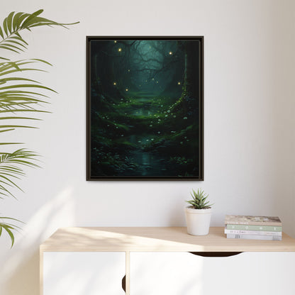Fireflies and Flowers - Gothic Framed Matte Canvas Print