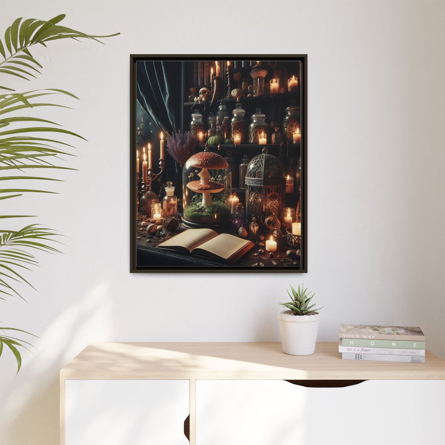 Wiccan Library - Gothic Framed Matte Canvas Print