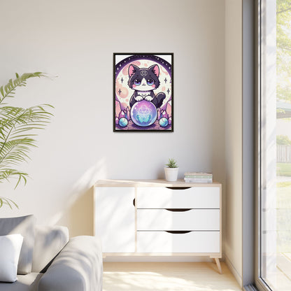 Kawaii Witches Cat - Gothic Framed Matte Canvas Print