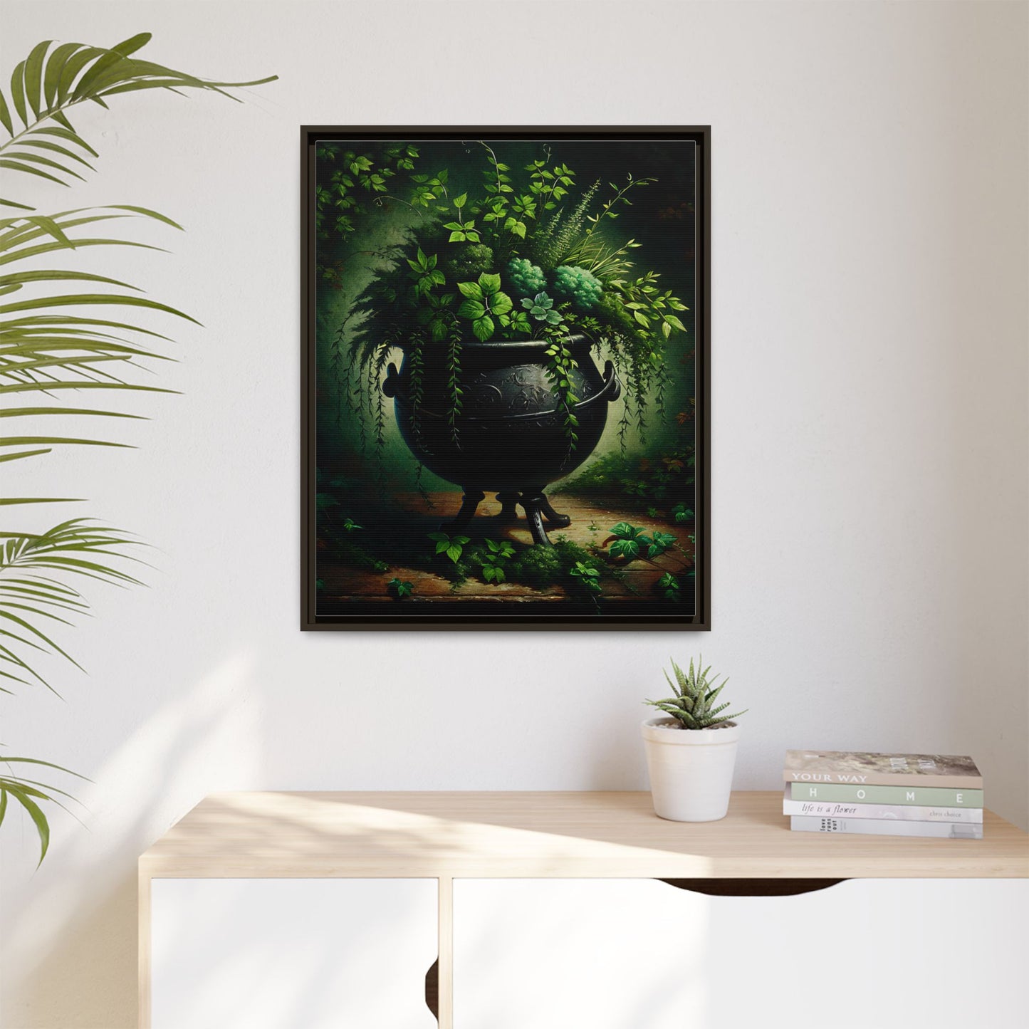 Enchanted Cauldron Garden - Framed Matte Canvas Print