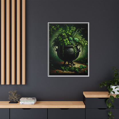 Enchanted Cauldron Garden - Framed Matte Canvas Print