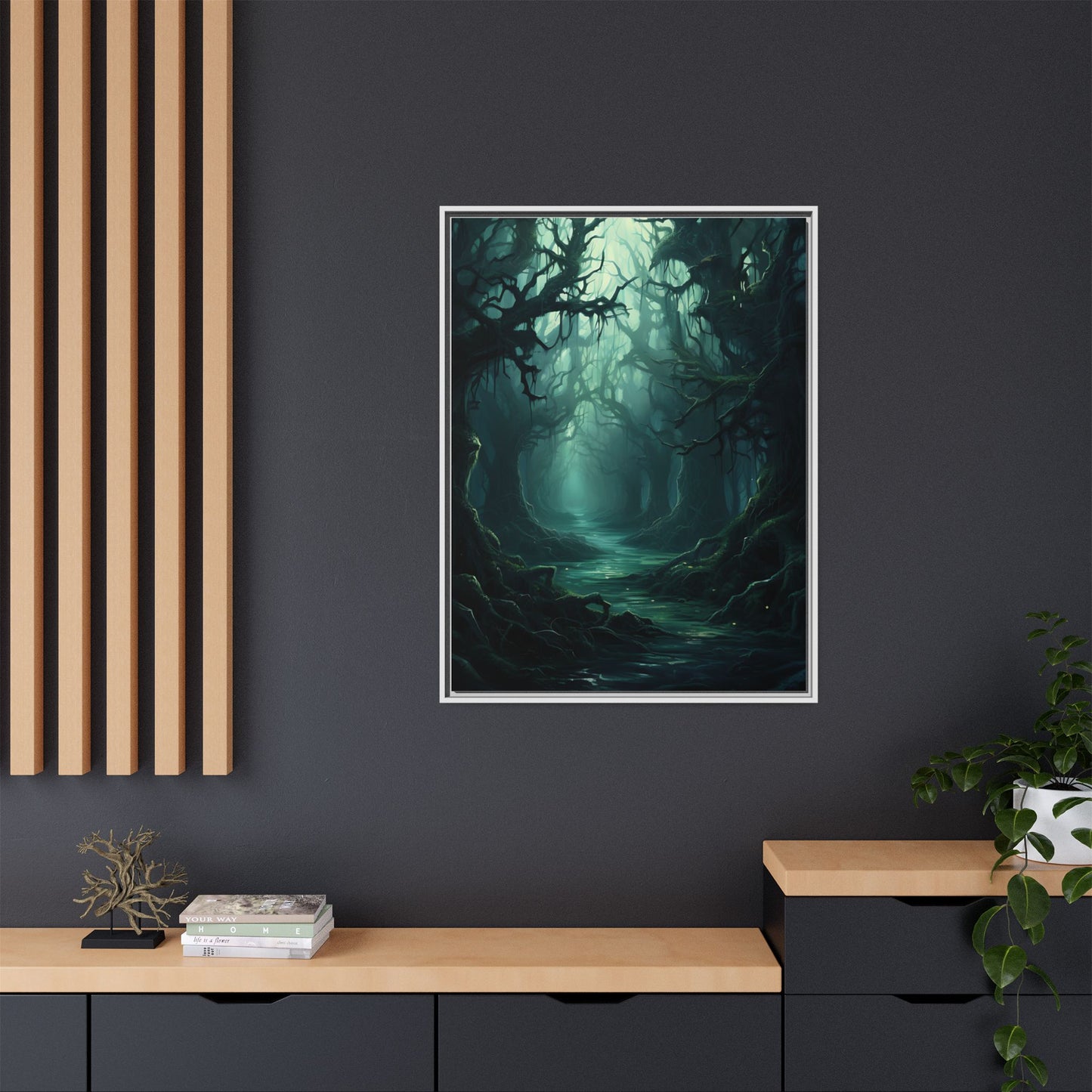 Wicked Blue Forest - Framed Matte Canvas Print