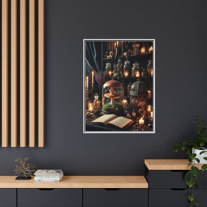 Wiccan Library - Gothic Framed Matte Canvas Print