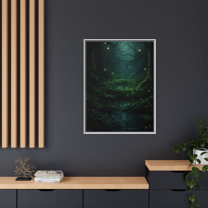 Fireflies and Flowers - Gothic Framed Matte Canvas Print