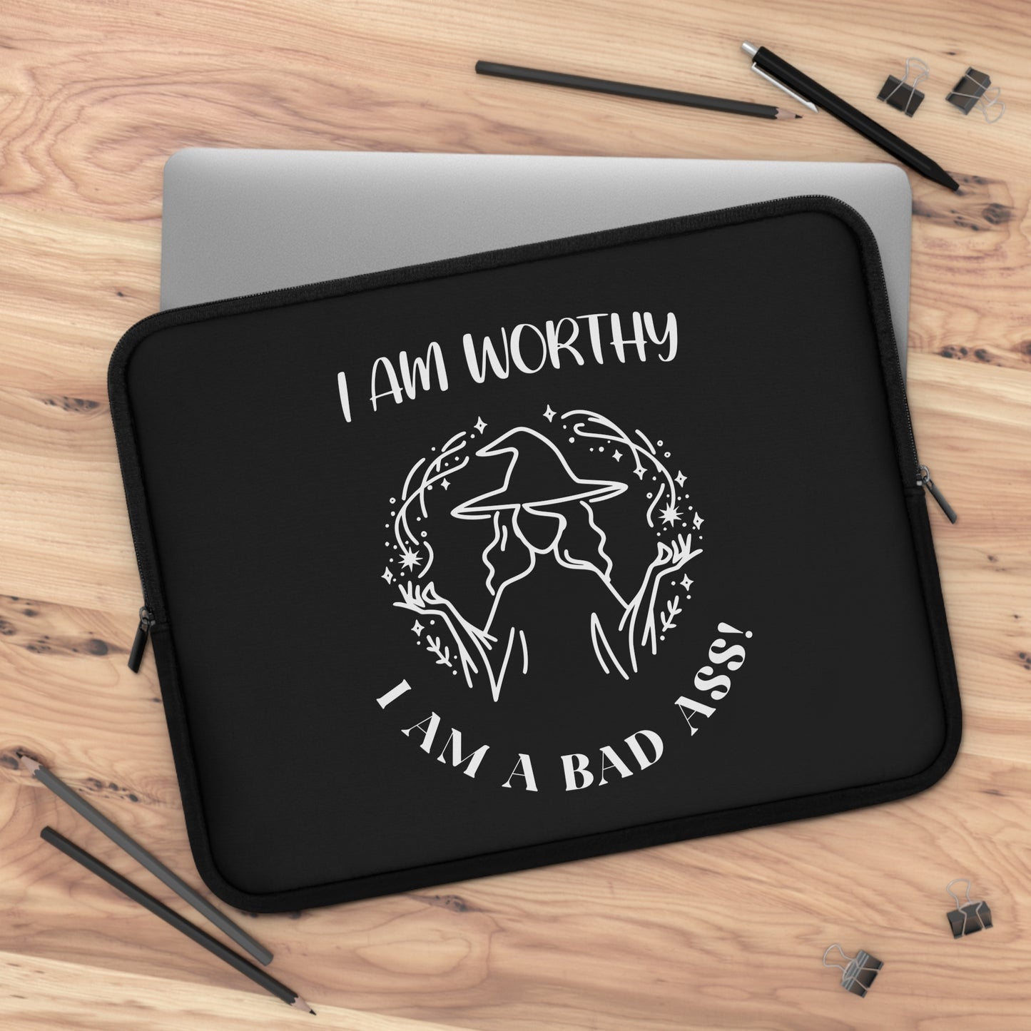 I Am Worthy - Black - Gothic Laptop Sleeve