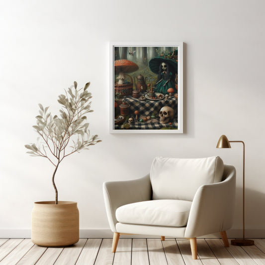 Forest Tea Party - Framed Matte Canvas Print