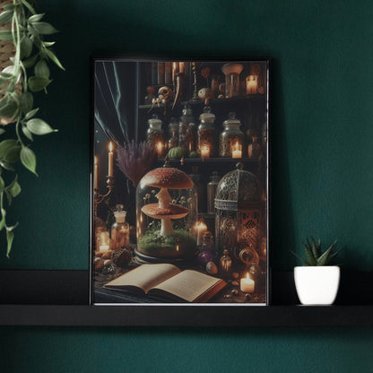 Wiccan Library - Gothic Framed Matte Canvas Print