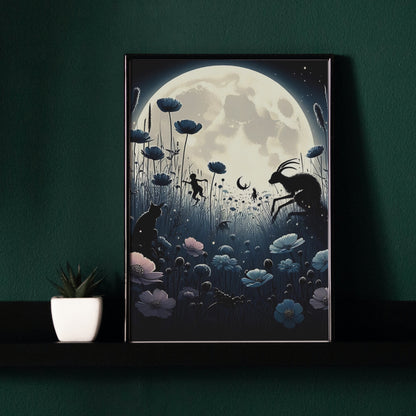 Moonlit Meadow - Gothic Framed Matte Canvas Print