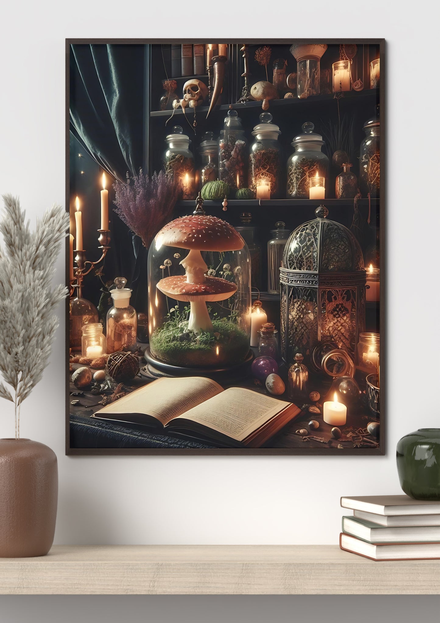 Wiccan Library - Gothic Framed Matte Canvas Print