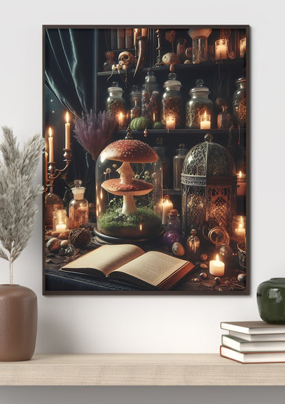Wiccan Library - Gothic Framed Matte Canvas Print