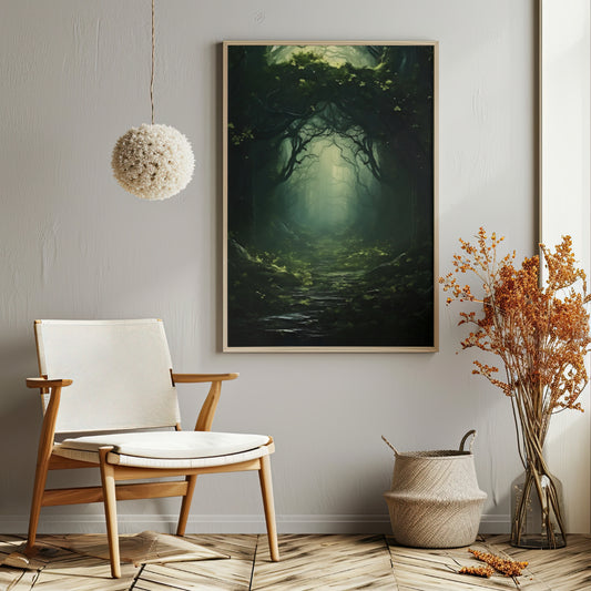 Green Forest - Gothic Framed Matte Canvas Print