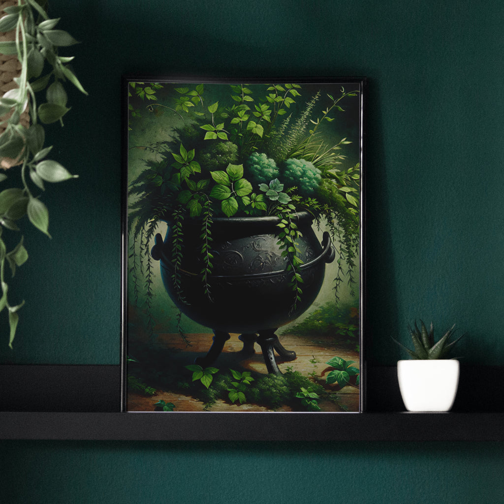 Enchanted Cauldron Garden - Framed Matte Canvas Print