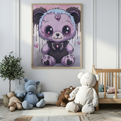 Ethereal Heart Teddy - Gothic Framed Matte Canvas Print