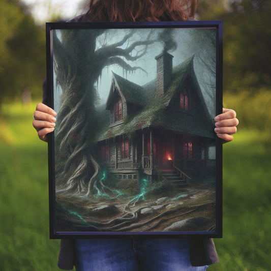 Forest Cottage - Framed Matte Canvas Print