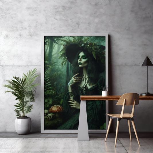 Forest Enchantress - Gothic Framed Matte Canvas Print
