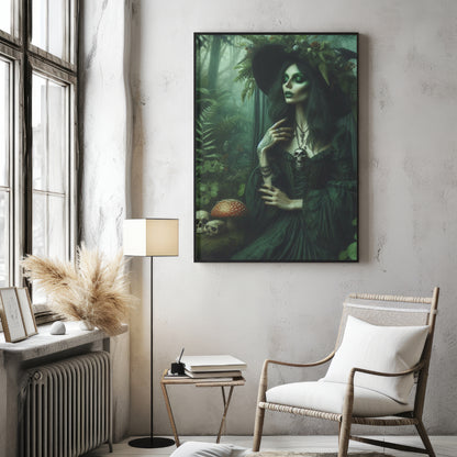 Forest Enchantress - Gothic Framed Matte Canvas Print