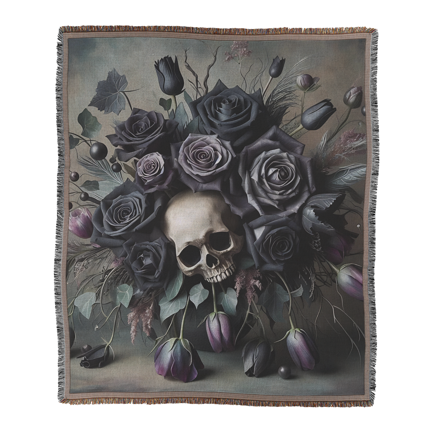 Gothic Bloom - Woven Throw Blanket