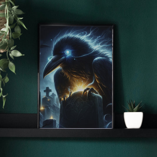 Graveyard Sentinel - Framed Matte Canvas Art
