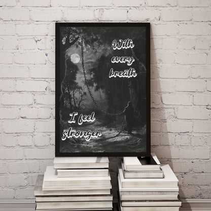 With Every Breath - Gothic Positive Affirmation Framed Matte Canvas Print