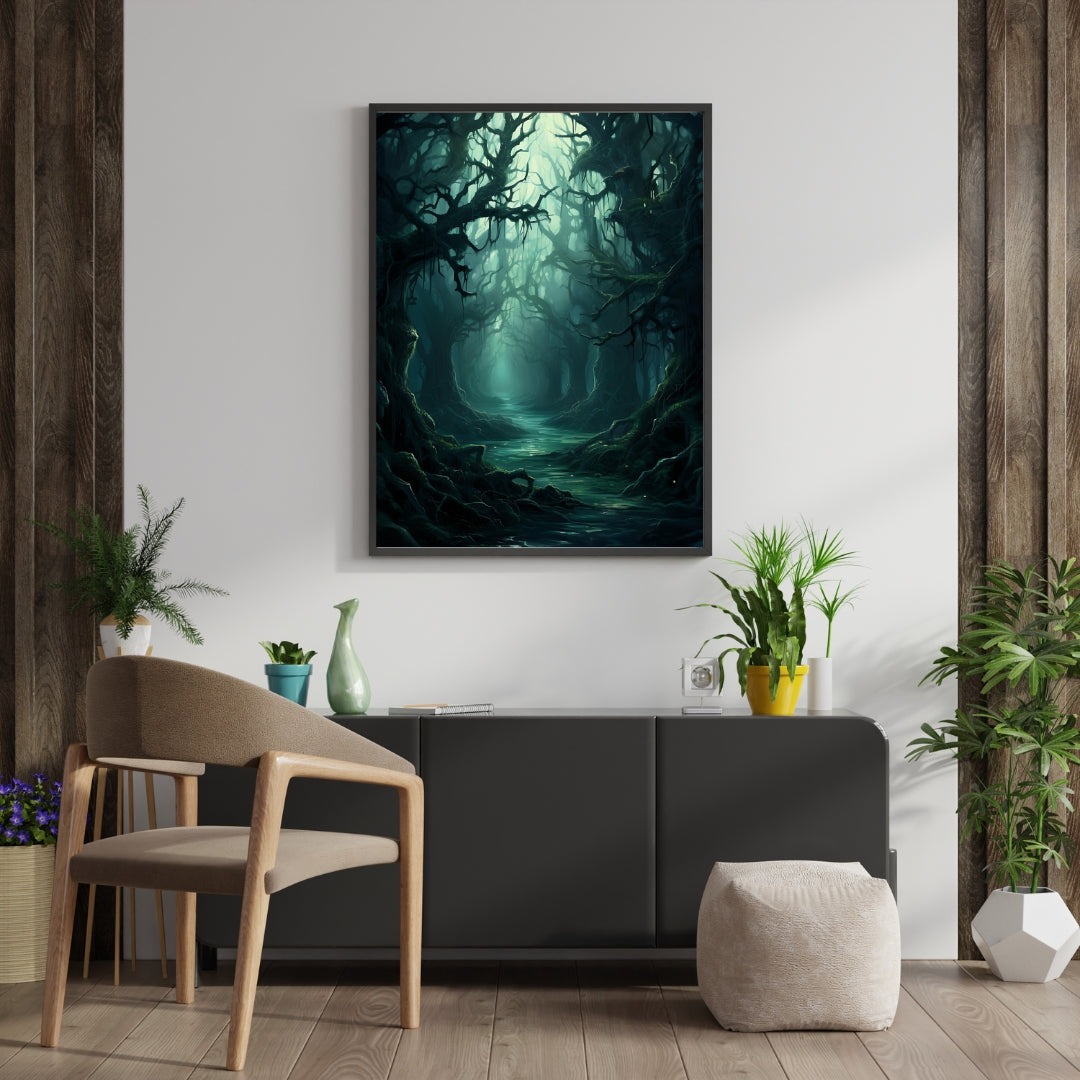 Wicked Blue Forest - Framed Matte Canvas Print