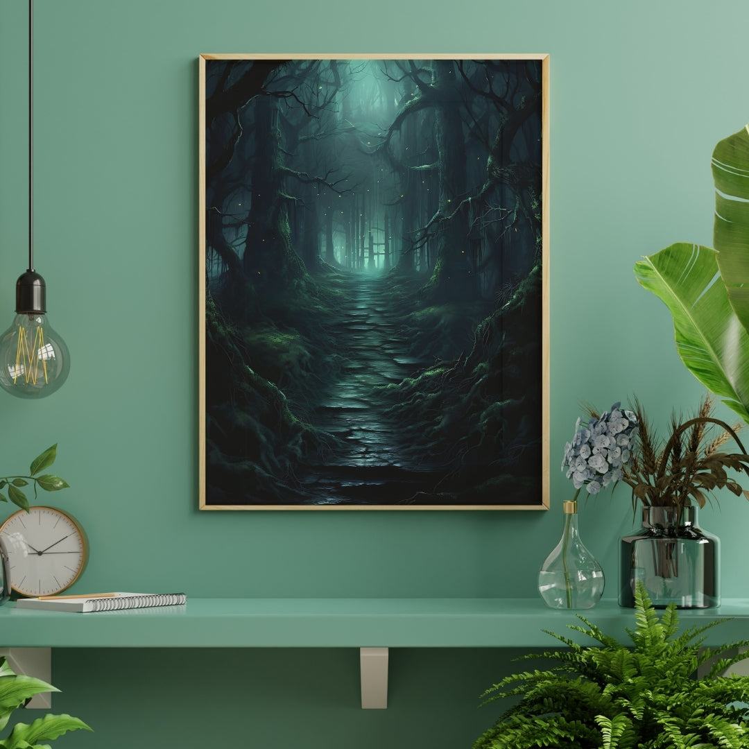 Blue Walkway - Framed Matte Canvas Print