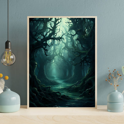 Wicked Blue Forest - Framed Matte Canvas Print