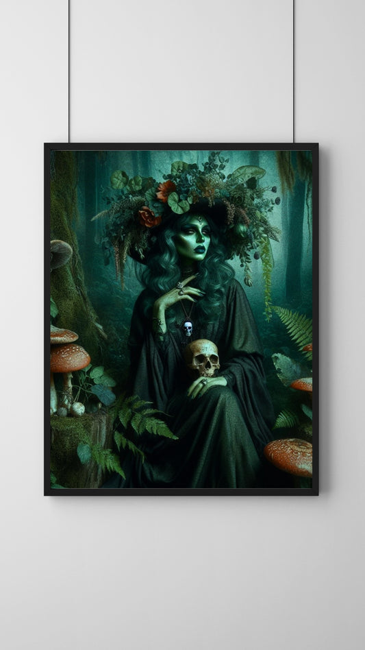 Mystical Witch - Gothic Framed Matte Canvas Print