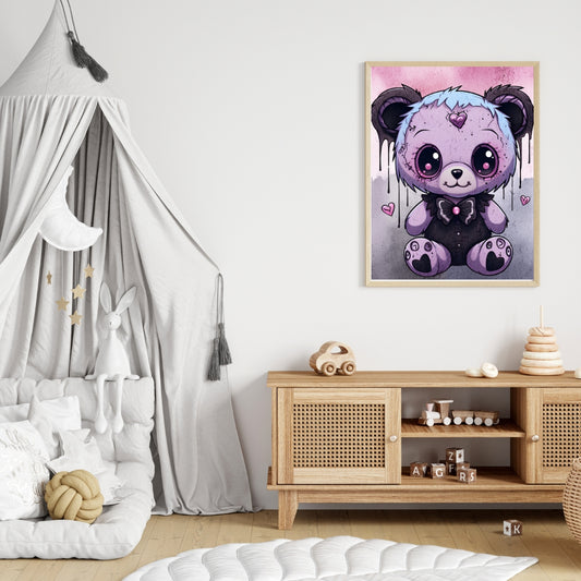 Ethereal Heart Teddy - Gothic Framed Matte Canvas Print