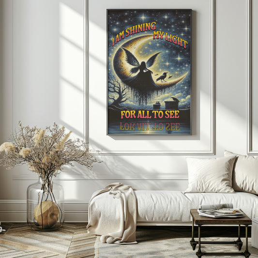 I am Shining my Light - Framed Matte Canvas Wall Art