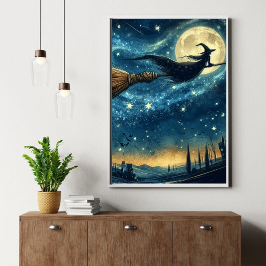 Moonlit Flight - Framed Matte Canvas Print