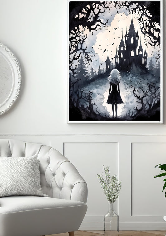 The Enchanted Ascent - Gothic Framed Matte Canvas Print