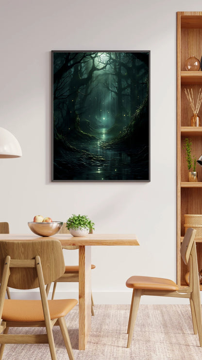 Forest River - Gothic Framed Matte Canvas Print