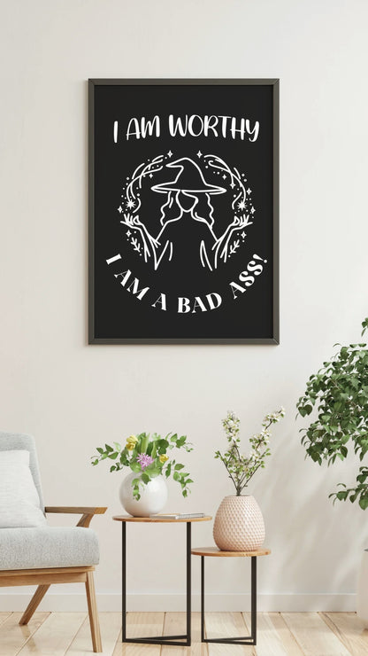 I am Worthy - Gothic Positive Affirmation Framed Matte Canvas Print