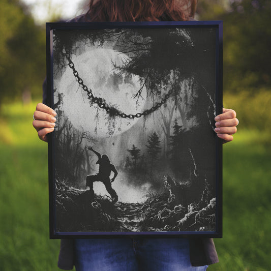 Moonlit Horror - Gothic Framed Matte Canvas Print
