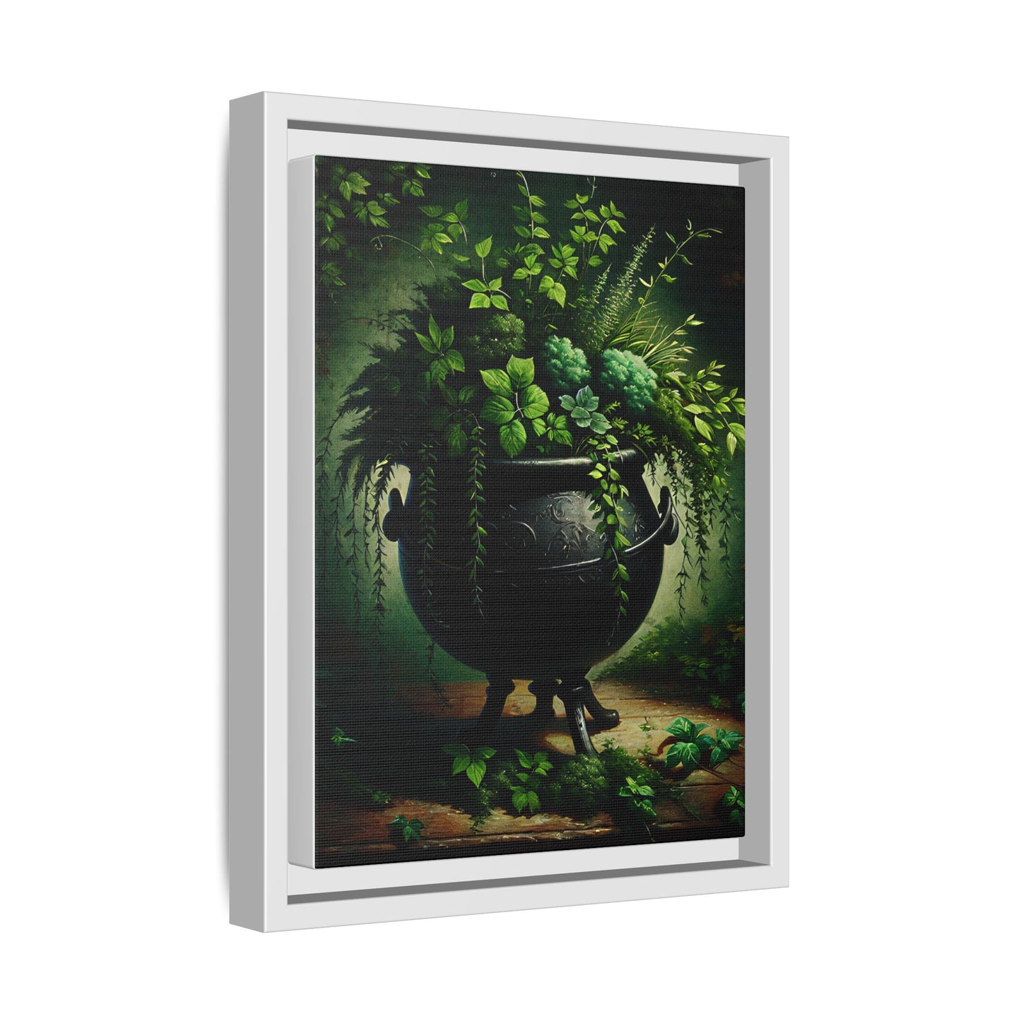Enchanted Cauldron Garden - Framed Matte Canvas Print